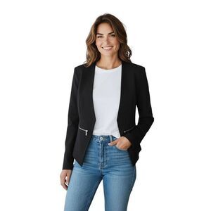 CHOCOLATE U.S.A. BLACK ZIPPER BLAZER SZ.S EUC.